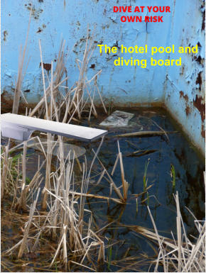 The hotel pool and diving board